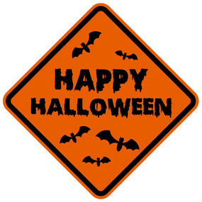 Happy halloween sign with bats