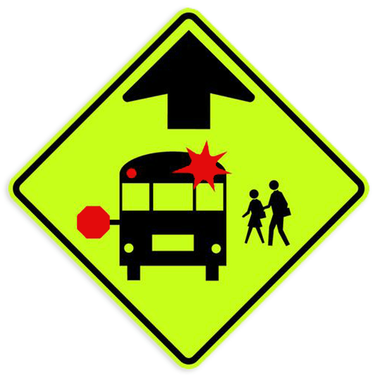 School Bus Stop Ahead Sign