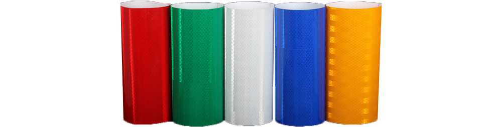 Red, green, white, blue, and yellow reflective sheeting