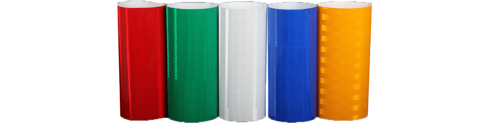 Red, green, white, blue, and yellow reflective sheeting