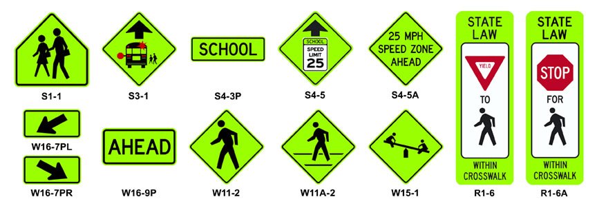 Pentagon School/Pedestrian Zone Crossing sign